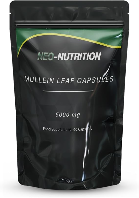 Mullein Leaf Extract for Lungs | High Strength 5000mg Mullein 10:1 Extract, Lung Support & Respiratory Health | Detoxification Aid & Cleansing Support Supplement - 60 Capsules