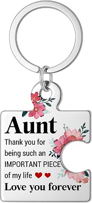 Gifts for Aunt from Niece Nephew, Auntie Birthday Gift Christmas Thanksgiving Mothers Day Wedding Gift Ideas Best Aunt Ever Gifts Puzzle Piece Metal Keychains