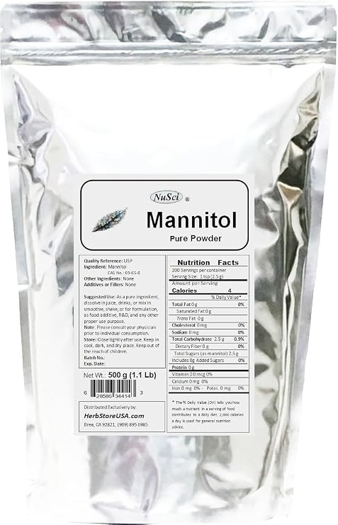 NuSci Pure Mannitol Powder (500 grams (1.1 lb))