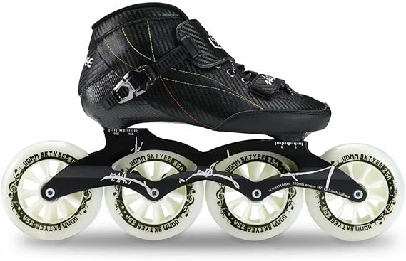 Inline Speed Skates Adult for Women Mens, Professional Roller Skates Blades, High Performance Racing Skates, Fitness & Marathon Skating Gear, Unisex Black