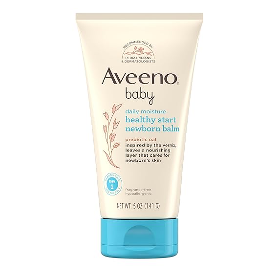 Aveeno Baby Healthy Start Newborn Balm, Fragrance-Free, 5 oz | Hypoallergenic Baby Skin Balm, Prebiotic Oat, Leaves a Nourishing Layer, Care for Newborn Skin