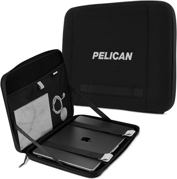 Pelican Adventurer Laptop Bag/Case 16.2 Inch - Elastic Carrying Handle, Secure Zip Lock, Waterproof, Scratchproof, Heavy Duty Laptop Sleeve for All Laptops 14 to 16.2 Inches - Black