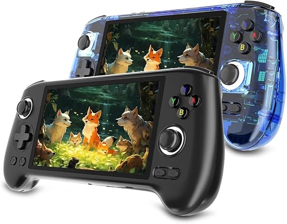 Meiurlex RG556 Retro Handheld Game Console, 5.48-Inch AM OLED Screen, Android 13, 256GB SD Card, 8000 Games, Black
