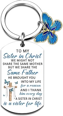 Sisters In Christ Gifts for Women Christian Christmas Religious Gift for Sister In Christ Faith Based Gifts for Women Baptism Friendship Birthday Gift for Friends Sisters Cross Keychain