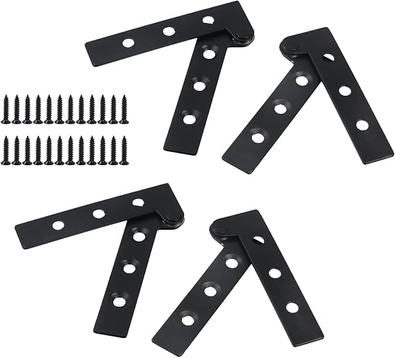 MY MIRONEY 4PCS Door Pivot Hinges, Type-01 | 360 Rotatable L-Shape Door Hinges Exterior Hidden Hinges for Cabinets, Windows & French Doors Heavy-Duty Iron Construction
