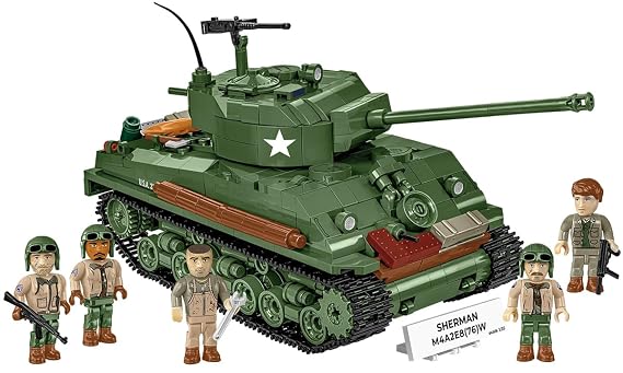 COBI Historical Collection WWII M4A2E8 Sherman Easy Eight Tank Building Set, 865 Pieces