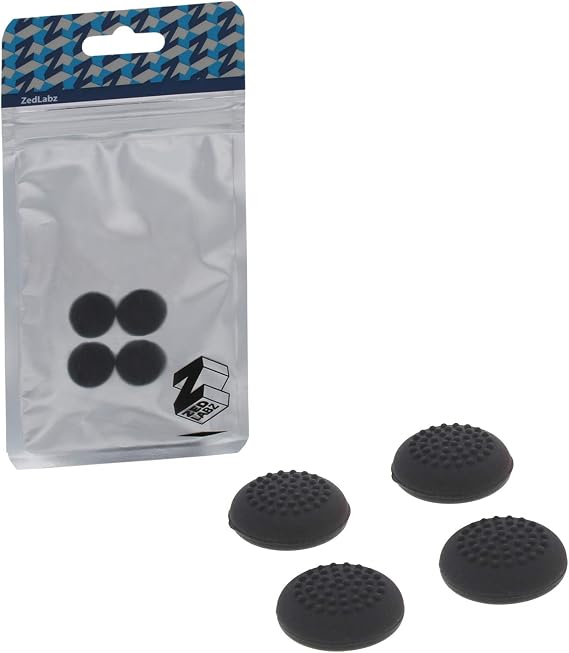 Premium thumb grips for Nintendo Switch Lite & Switch Joy-Con controllers raised dotted analog joy stick silicone rubber caps - 4 pack black | ZedLabz