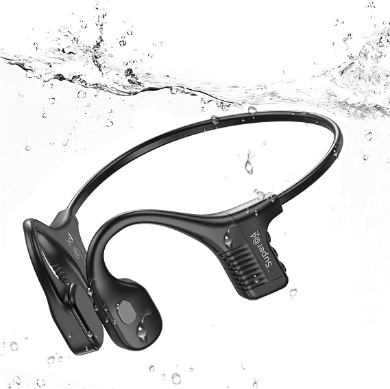 SuperQ4 Bone Conduction Headphones Bluetooth 5.3 - IP68 Waterproof Wireless Headset with 32GB MP3, 12H Playtime, Open-Ear Comfort for Swimming, Running & Sports