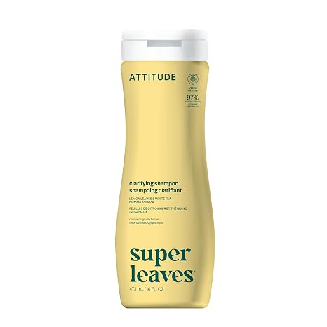 ATTITUDE Clarifying Hair Shampoo, EWG Verified, Restores Shine, Naturally Derived Ingredients, Vegan and Plant Based, Lemon Leaves and White Tea, 473 mL