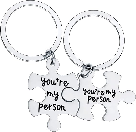 YEEQIN 2PC You're My Person Puzzle Stainless Steel Keychain Jewelry Set Valentines Day Best Friend Gift Key Chain