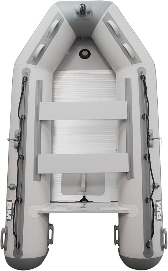 USCG Approved Inflatable Dinghy Boat, 8.2/10/10.8FT Dinghy for 2-5 Persons | Heavy-Duty 1100D PVC Fishing Boat with 5HP 10HP 15HP Outboard, Aluminum Floor & Oars, Wooden Bench Seats for Adults
