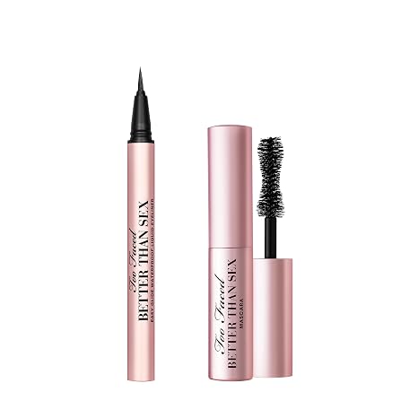 Too Faced Better Than Sex Mascara & Eyeliner Travel Duo for Dramatic Volume | Includes Better Than Sex Mascara, 0.17 Fl Oz, Better Than Sex Eyeliner, 0.02 Fl Oz, Black