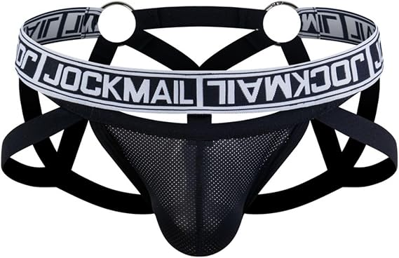 JOCKMAIL Men's Underwear Buttock-Lifting Sexy Thong Mesh Quick-Drying Transparent Temptation Steel Ring Bandage Hollow