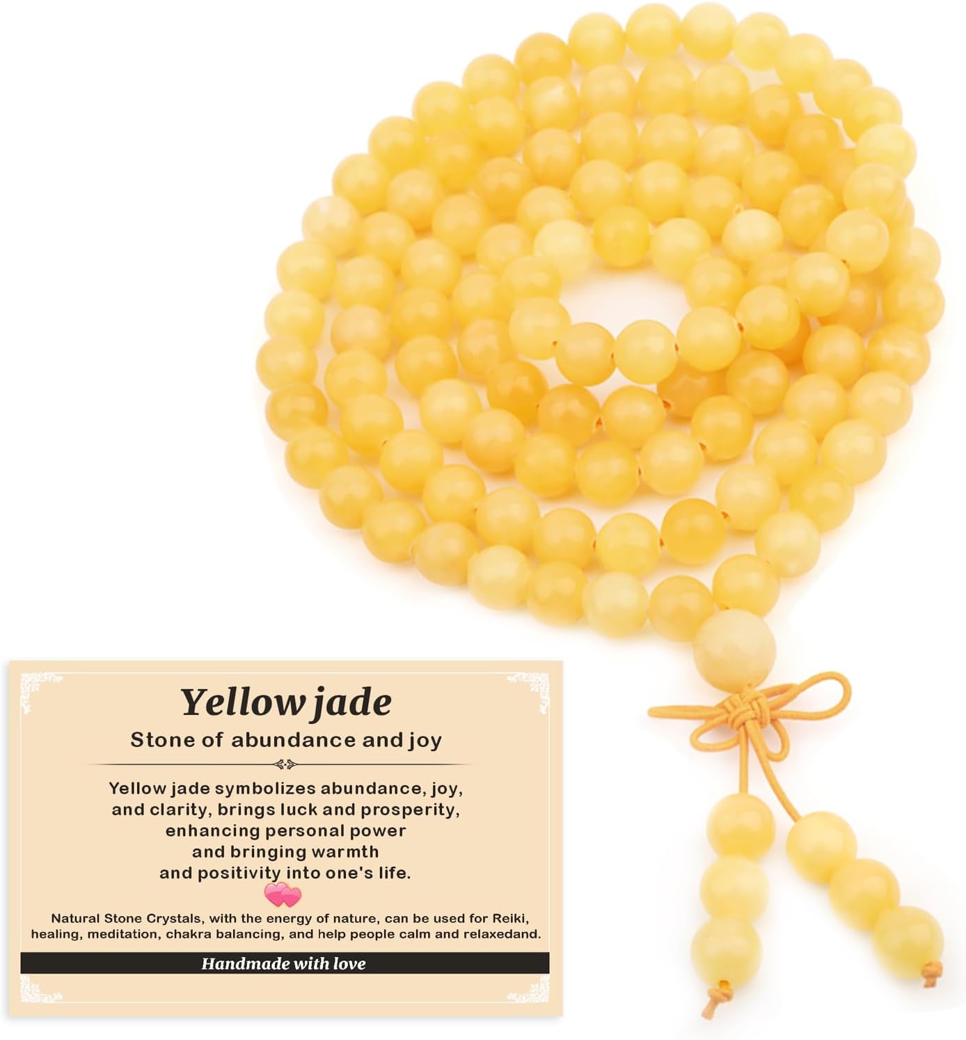 AD Beads 6mm 8mm 108 Prayer Mala Jasper Elastic Bracelet - Handmade Yoga Meditation Healing Power Energy Gifts for Unisex Adult