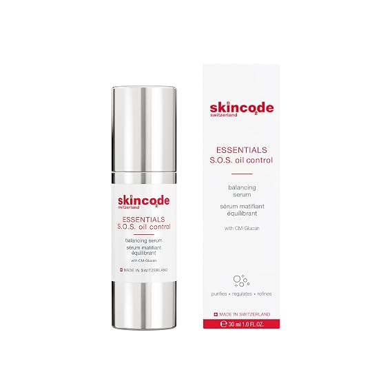 Skincode Essentials S.O.S Oil Control Balancing Serum - Ultra-Light, Pore-Refining Treatment for Oily & Combination Skin | Calms Breakouts,