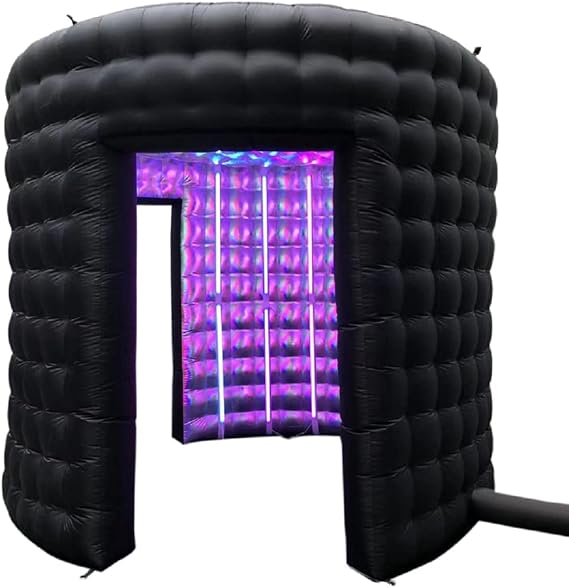 Inflatable LED 360 Photo Booth Enclosure with 24pcs Led Light Tube Photo Booth Backdrop for Wedding, Event, Show, Exhibition (3.1m diax2.68m high)