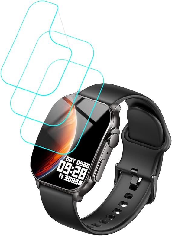 for Poounur Smart Watches KW281A Screen Protector 2.01" [3 Pack] HD Clear Soft PET Film [Anti-Fingerprint] [Anti-Scratch] [Bubble Free] Compatible for Poounur KW281A Smart Watch