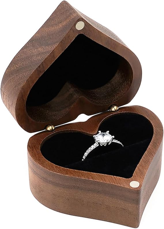 Ringschatulle aus Holz handgefertigt für Antrag Verlobung Hochzeit Zeremonie Träger Display-Aufbewahrungsbox Ringaufbewahrungsbox Verlobungsgeschenk (einzeln)