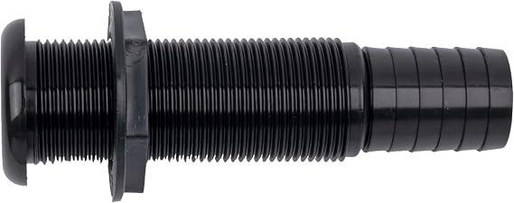 T-H Marine 1-1/8 Inch Straight Thru-Hull Fittings - UV-Stabilized Virgin Material for Marine Plumbing - Secure Hose Barb for Livewell and Drain Systems - OEM and Aftermarket Rigging - Extended Length