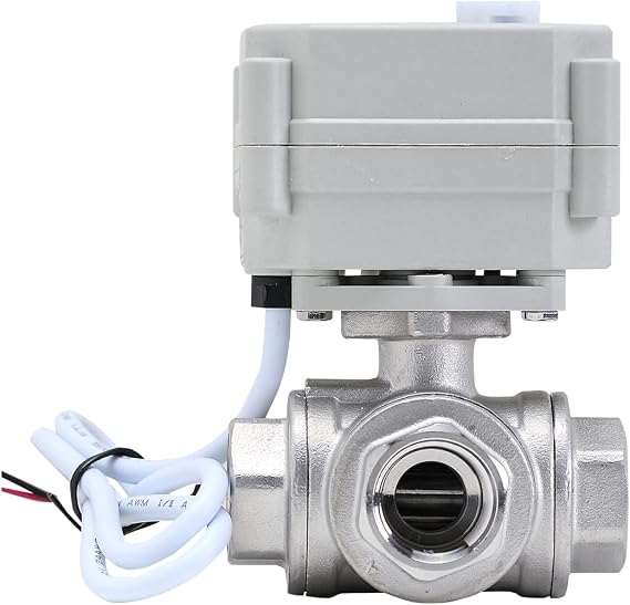 1/2" DN15 3 Way L Port Stainless Steel 304 NPT Reverse Polarity On/Off With Electrical Position Feedback Wires Motorized Ball Valve