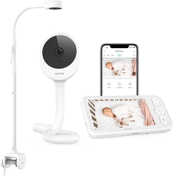 NETVUE Peekababy Smart WiFi Baby Monitor, 1080P FHD Camera and 5" HD IPS Display, Smart App, Two-Way Talk, Sound/Motion Detection and Notifications