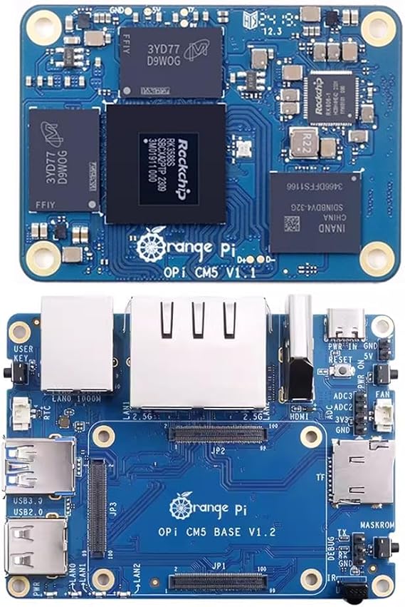 Orange Pi CM5 4GB RAM 32GB EMMC DDR4 Rockchip RK3588S Compute Module 5 Core Board (4GB RAM 32GB eMMc + with Base Board)