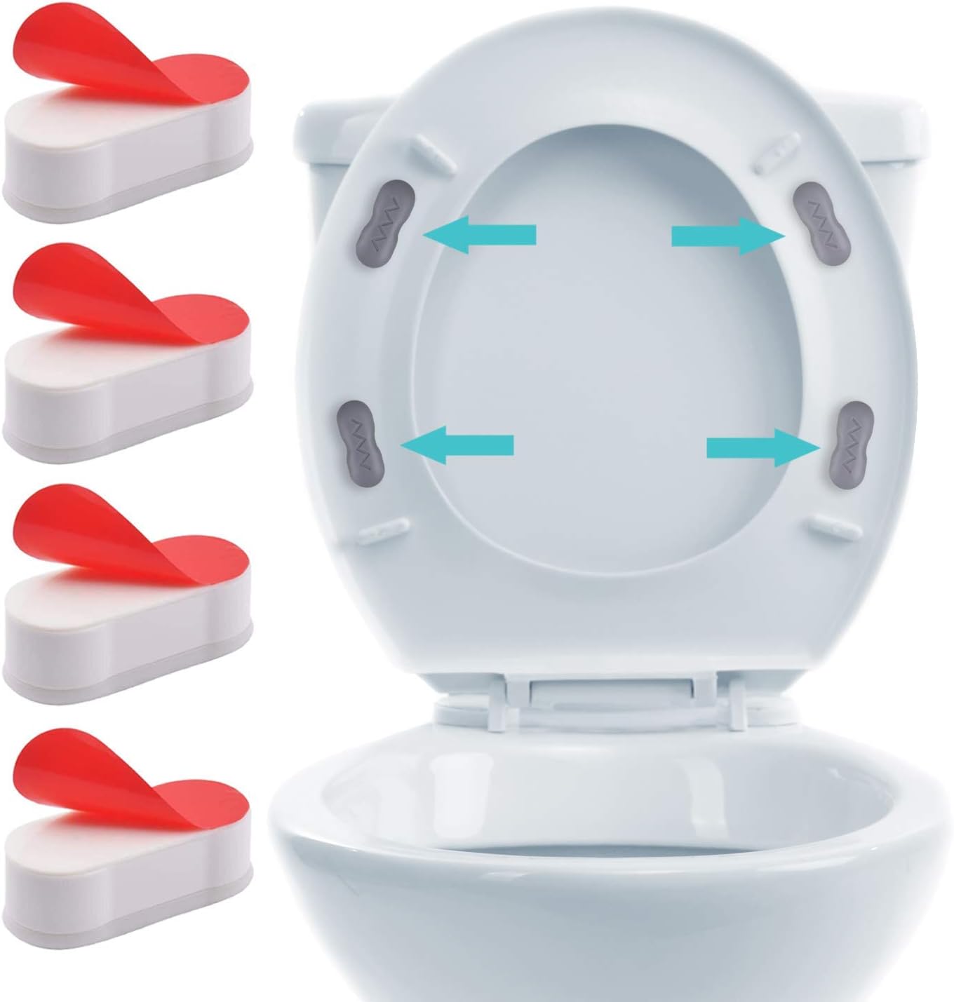 Bidet Toilet Seat Bumpers by JP Bathroom Pack of 4 - 5cm x 2cm Super Sticky Rubber Toilet Seat Bumpers - 2 Height Sizes - Toilet Bumpers To Raise Toilet Seat For Bidet Fitting - Bidet Seat Bumpers