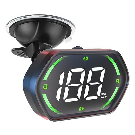 Car HUD Display, GPS Speedometer with 10Hz High-Refresh-Rate Beidou Dual-Mode Chip Overspeed Alarm Auto Brightness Adjustment Plug and Play for All Vehicles (Green)