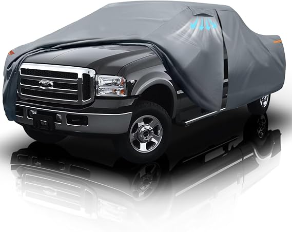 Ford F250 Truck Cover Custom Fit 2001-2025 Crew Cab Short Bed(6.8') with Door Zipper, 10 Layers Outdoor Heavy Pickup Truck Cover Waterproof All Weather, Wind Dust Sun Protector.