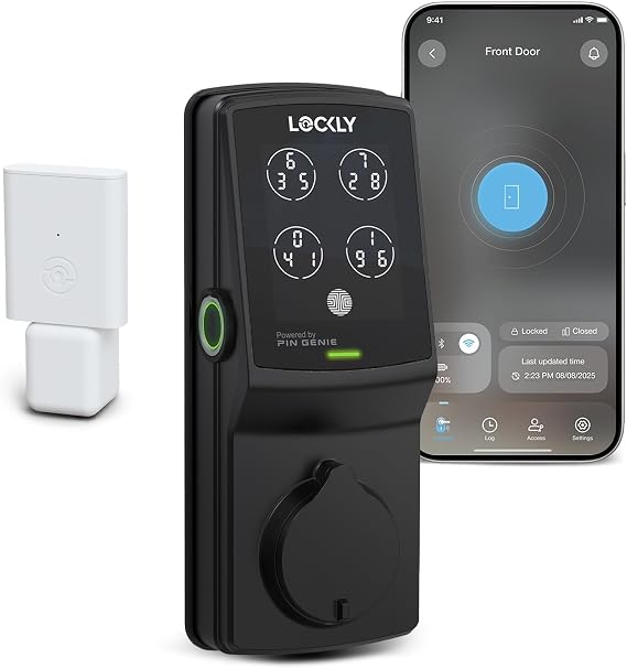 Lockly Secure Pro Wi-Fi Smart Deadbolt Lock - Left Fingerprint Edition | Keyless Entry Door Lock with PIN Genie Digital Keypad, 3D Biometric Fingerprint Sensor, Voice Control & Auto Lock