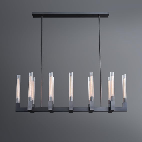 55-Inch Black Rectangular Island Chandelier