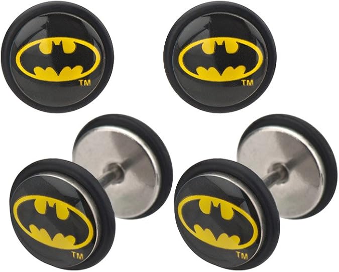 DC Comics Batman Logo Fronts Screw Back Earrings