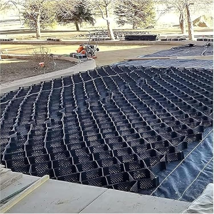 Geogrid Gravel Grid, 2 Inch Thick Geocell Ground Grid, 3ft 5ft 10ft 15ft 20ft25ft 30ft Gravel Stabilizer Grid, Gravel Ground Grid Driveway Geocell with 1885 LBS Per Sq Load6x6m20x20ft
