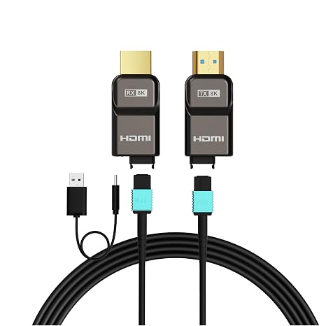 RUIPRO 8K Detachable Full Fiber Optic Armored HDMI 2.1 Cable, 48Gbps, 33FT