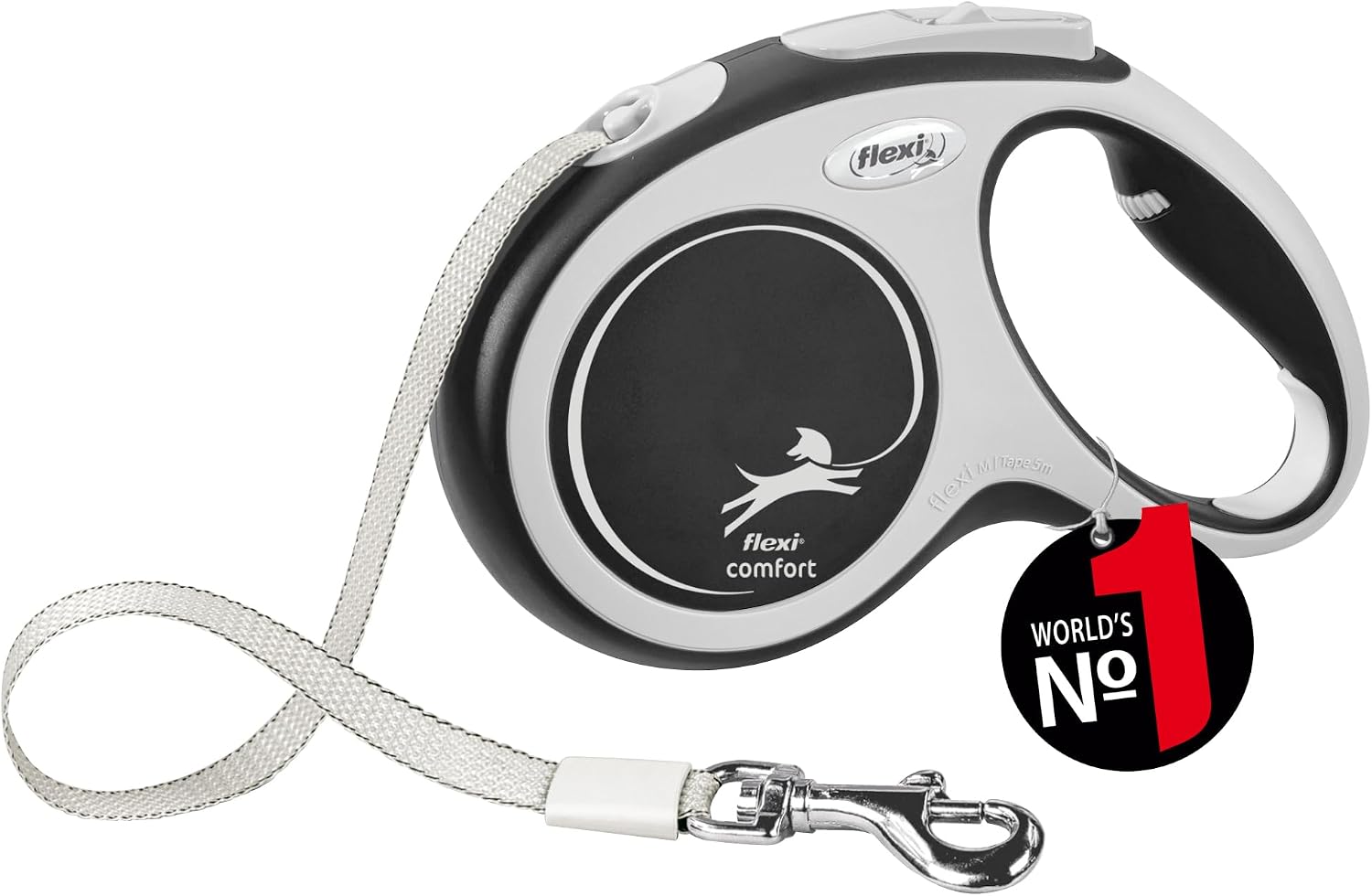 flexi – New Comfort Band Retractable Cord – 5 Metres Long for Dogs up to 25 kg – Black – 1 Piece