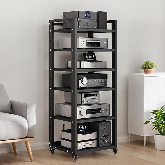 6-Tier Heavy Duty Audio Stereo Rack, 140cm Tall AV Media Stand Tower