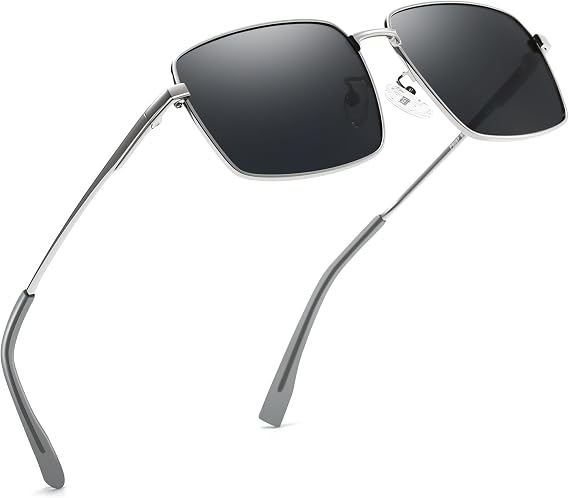 SUNGAIT Flat Top Square Sunglasses Men Retro Polarized Men's Eyewear Shades Wide Face Driving Sun Glasses UV400