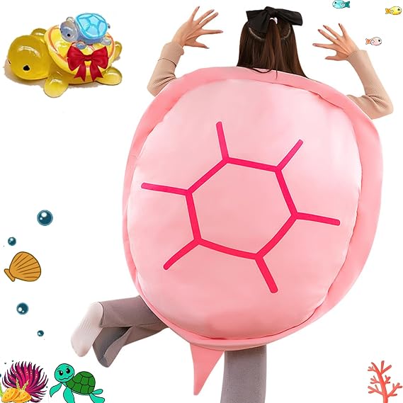 Portable Turtle Pillow with 5 Mini Turtle Blinds Boxes, Giant Turtle Shell Pillow, Portable Turtle Pillow for Adults, Giant Turtle Pillow (Pink, 120cm)