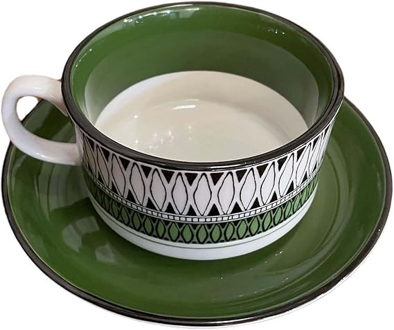 Ceramic Tea Cup,Ceramics Travel MugCoffee MugTea and Saucer Set, Vintage Green Coffee Mug, Porcelain Mugs for Home Kitchen 250 ml / 8 Oz