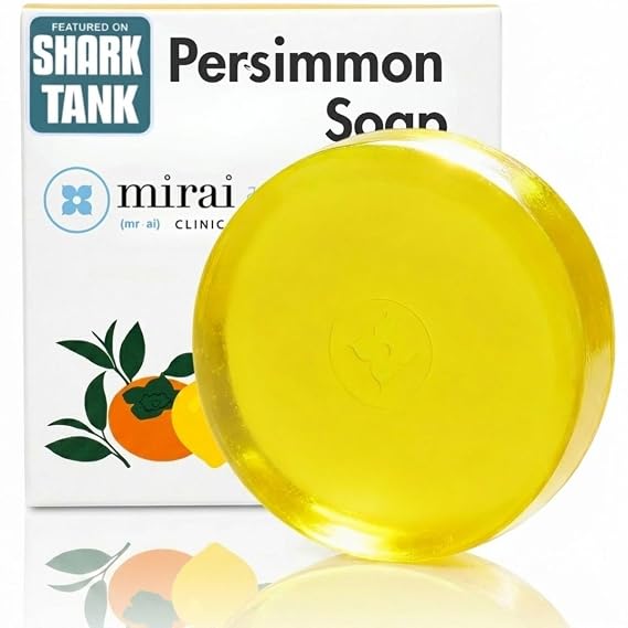 Mirai Clinical Persimmon Soap for Old People Smell, Nonenal Solution | Japanese Persimmon Soap with Citrus Scent and Green Tea Extract, Deodorizing Bar for Men and Women, Gentle for All Skin Types