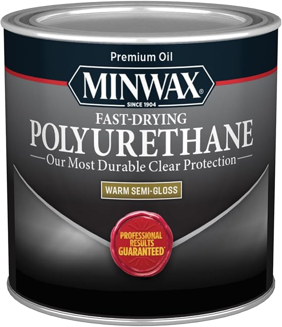 Minwax Fast Drying Polyurethane Protective Wood Finish, Clear Semi-Gloss, 12 Pint