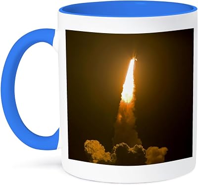 3dRose Shuttle launch, Aeronautics, JFK Space Center - US10 DFR0205 - David R. Frazier 11oz Two-Tone Blue Mug