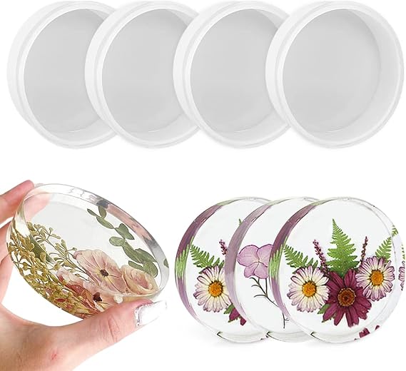 RESINWORLD Deep Small Coaster Molds, Round Coaster Resin Molds, Coaster Silicone Molds for Resin Casting, for Flower Bouquet Preservation