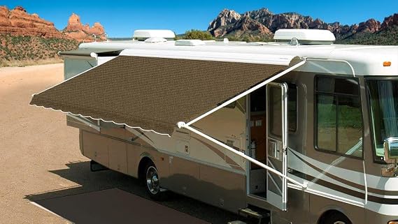 RV Awning Fabric Replacement - Acrylic for Dometic with existing Metal Cover (10' (Fabric 9'2"), Linen Tweed)