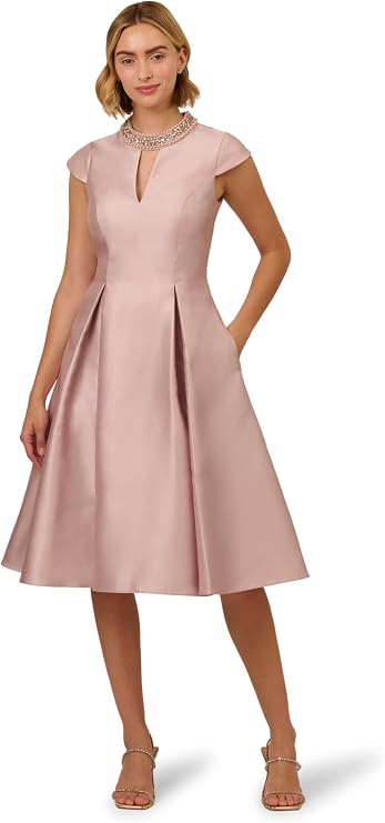 Adrianna Papell Women's Keyhole Mikado Midi Dress