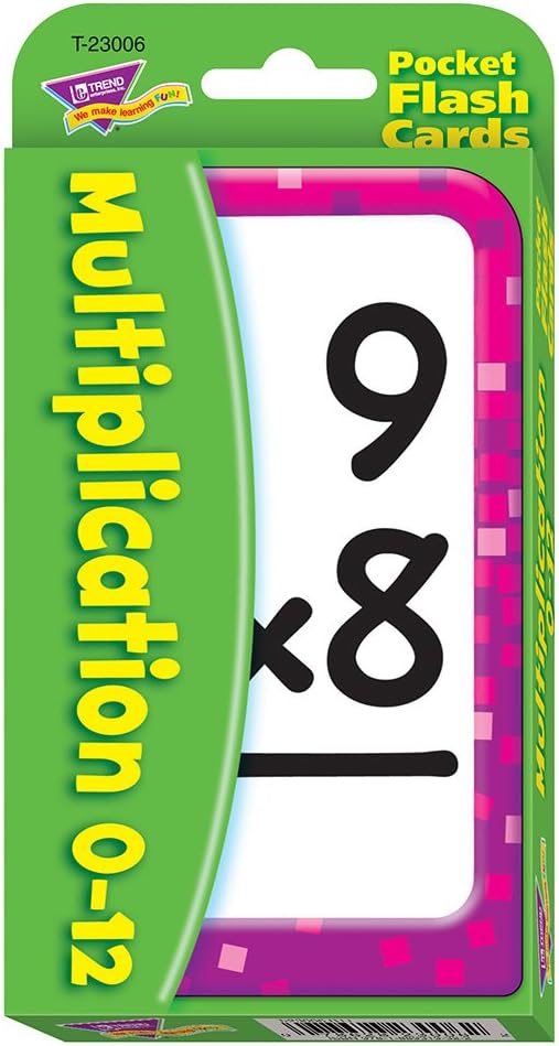 Trend Enterprises: Multiplication 0-12 Pocket Flash Cards, Great for Skill Building and Test Prep, 56 Self-Checking Cards Included, Master 104 Equations and Increase Math Skills, for Ages 6 and Up