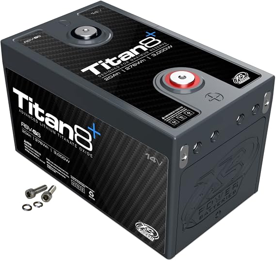 XS Power RSV-S6 1000 Amp Lithium Battery with M6 Terminal Hardware - 14 Volt 20Ah 750CA LTO Powercell for Performance and Car Audio Stereo