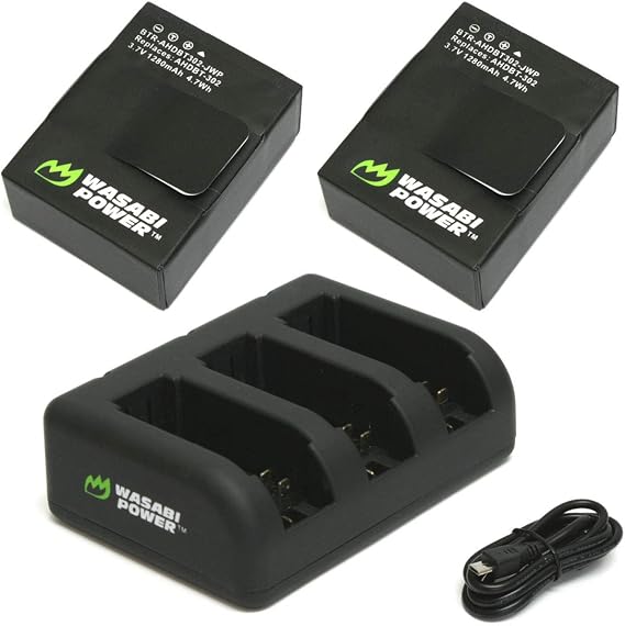 Wasabi Power Battery (2-Pack, 1280mAh) and Triple USB Charger for HERO3, HERO3+
