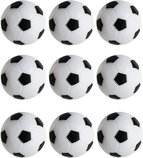 9 Pieces Foosball Table Replacement Foosballs, 32mm Game Table Size Black and White Tabletop Soccer Balls