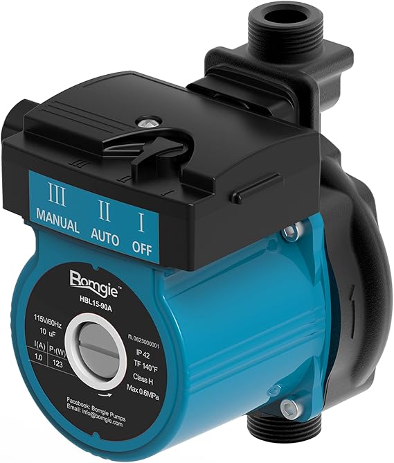 123W Hot Water Recirculating Pump 115V, Hot Water Circulation Pump, Recirculation System Automatic Cast Iron Head 400GPH for Water Heater, Heated Flooring System Quiet...